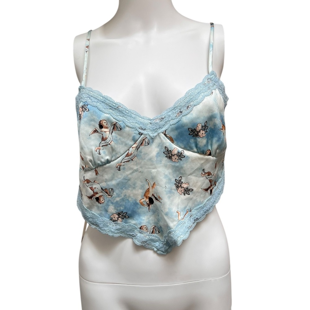 Forever 21- NWT- Light Blue Cherub Lace Trim Cami Top Size M/ scarf top